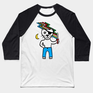 Disabled flag pirate cat Baseball T-Shirt